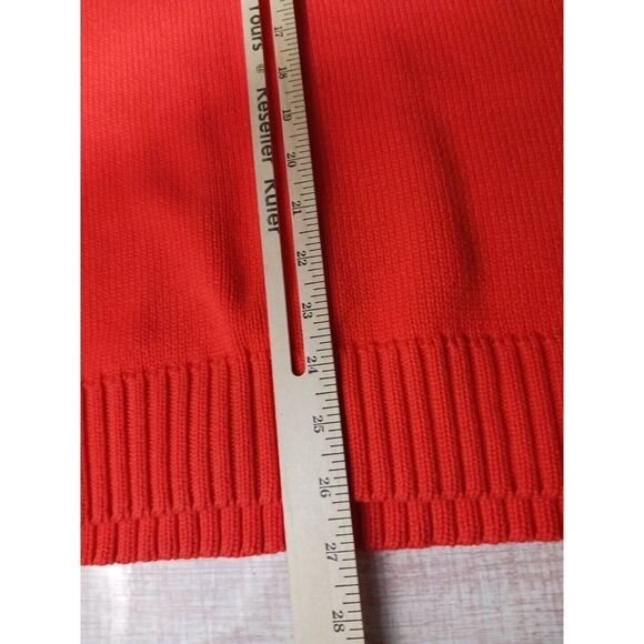 Lauren Ralph Lauren Sweater Mens Small 1/4 Zip Orange Embroidery Crest Cotton - Picture 7 of 7